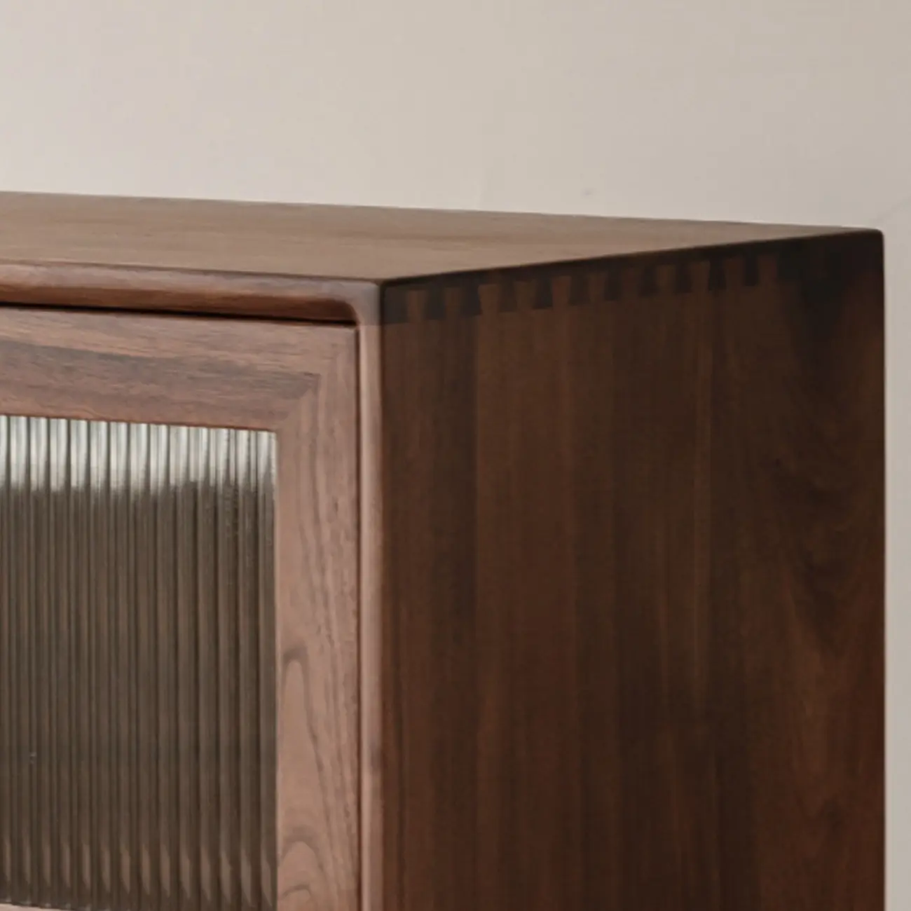 47"H Modern Walnut Flip-Up Glass Door Storage Cabinet Image - 10 | homeyfad