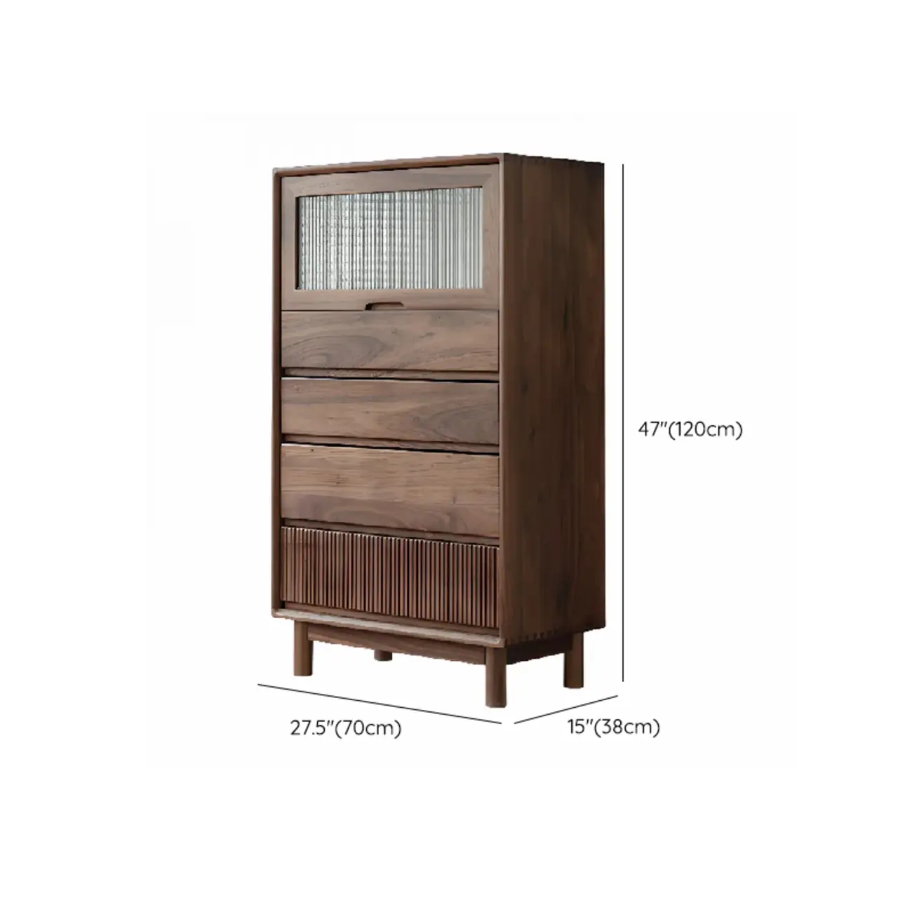 47"H Modern Walnut Flip-Up Glass Door Storage Cabinet #size | homeyfad