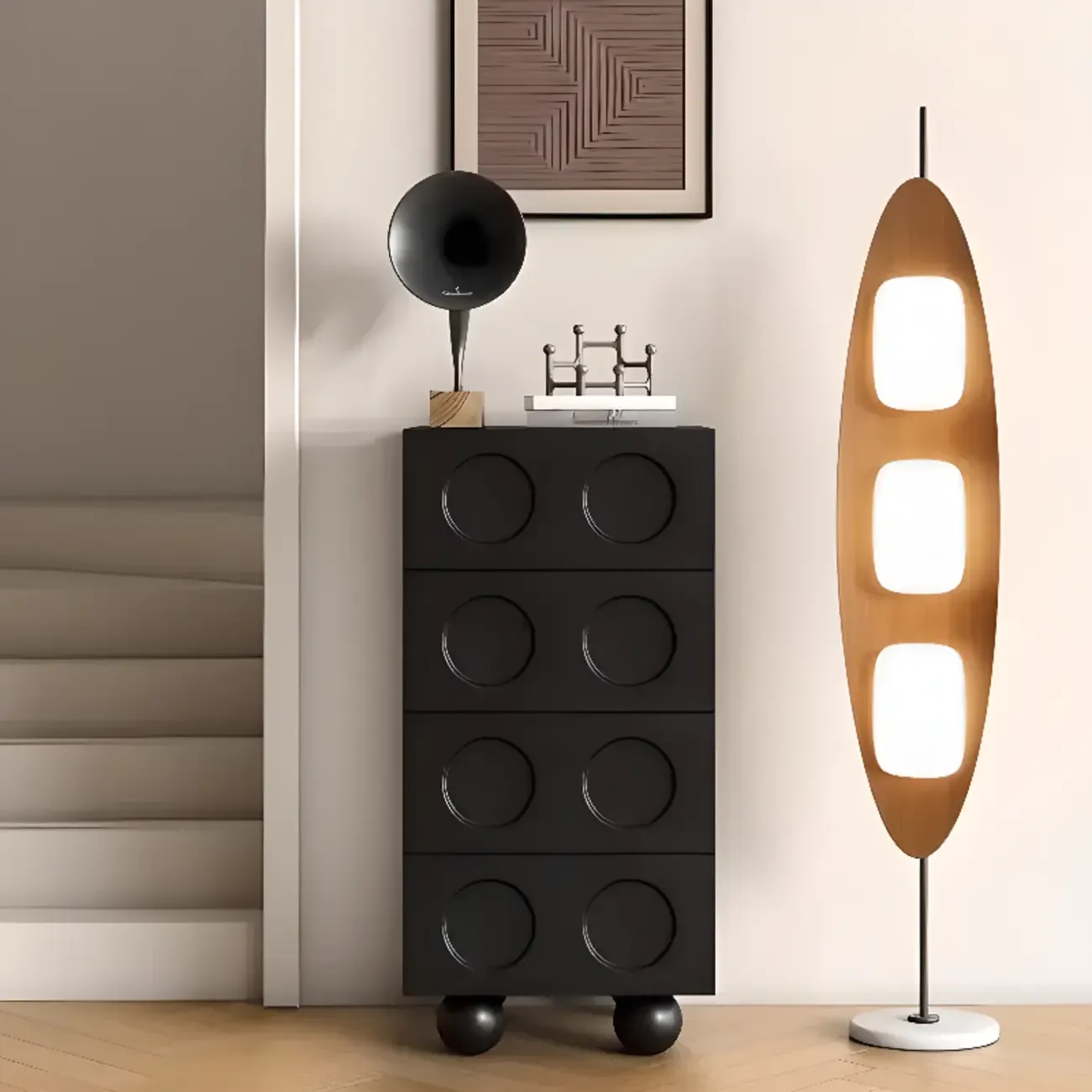 Trendy Midnight Black Lumber Storage Chest for Living Room Image - 1