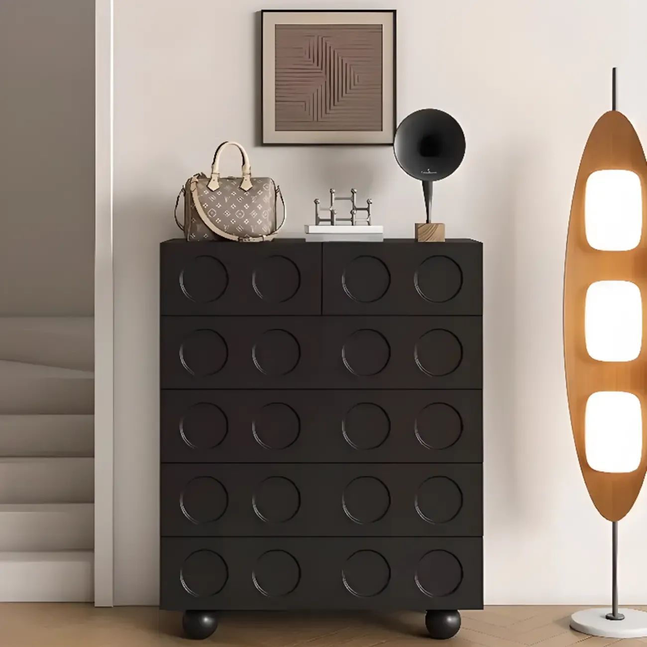 Trendy Midnight Black Lumber Storage Chest for Living Room Image - 3