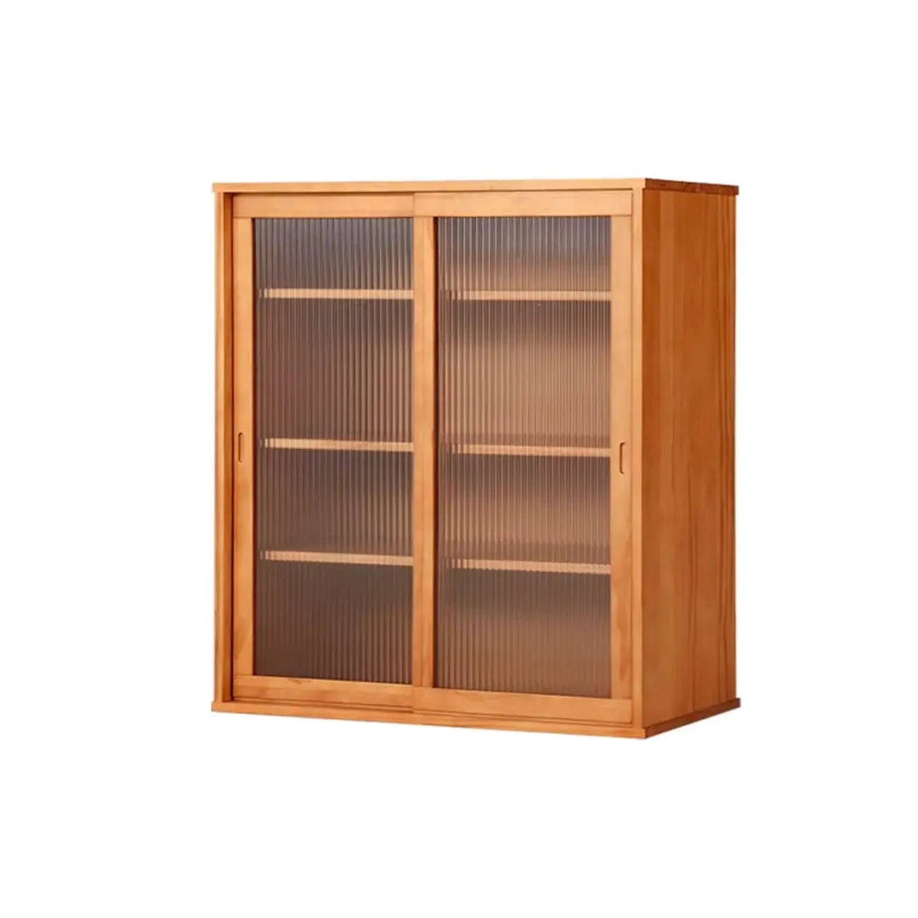 Modern Versatile Natural Wood Sliding Glass Door Storage Cabinet Image - 5