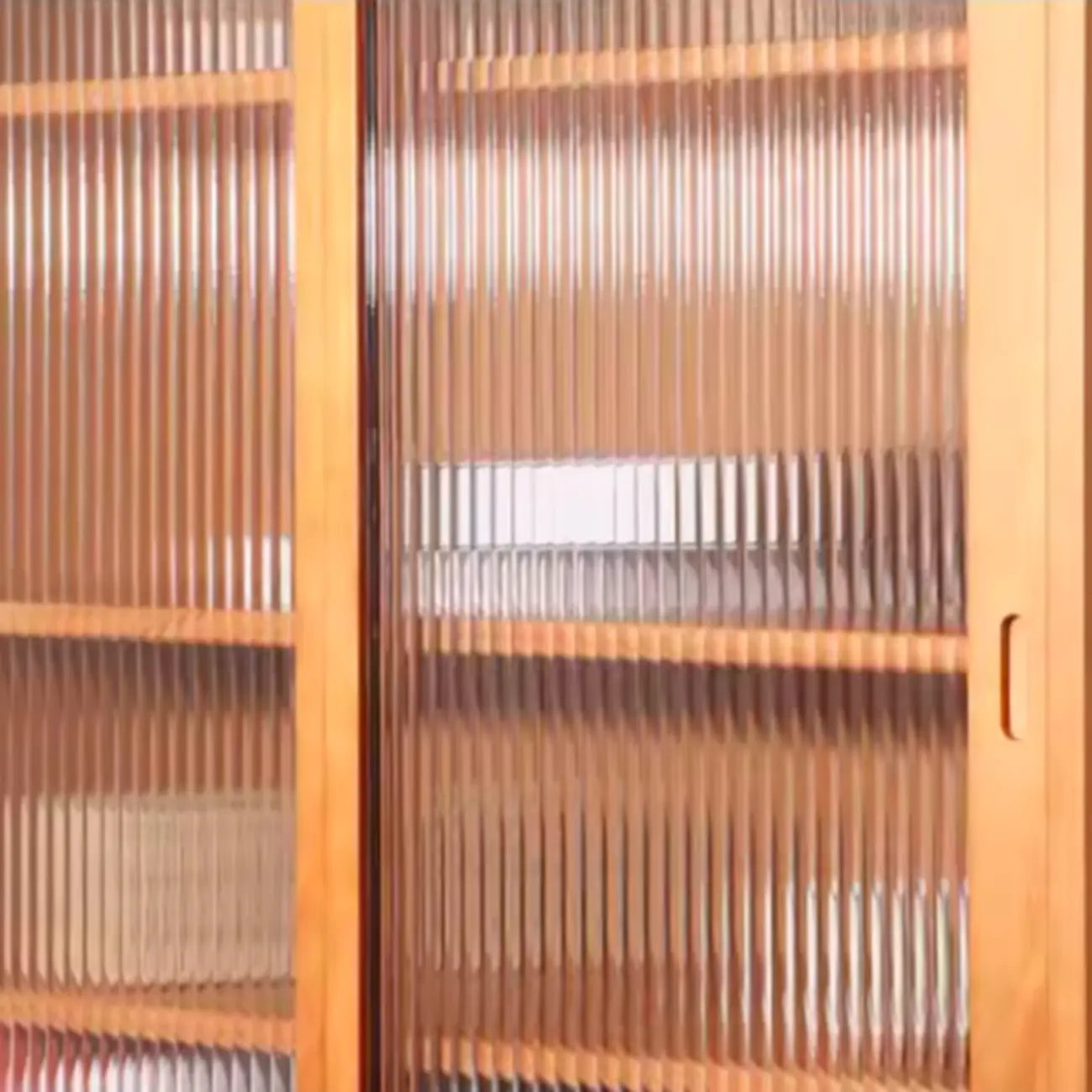 Modern Versatile Natural Wood Sliding Glass Door Storage Cabinet Image - 10 | homeyfad