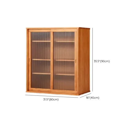 Modern Versatile Natural Wood Sliding Glass Door Storage Cabinet Image - 12