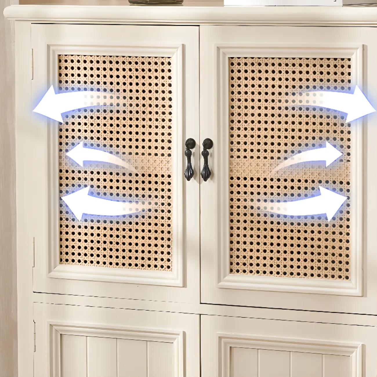 Classic Detached White Solid Wooden Wicker Storage Cabinet Image - 10 | homeyfad