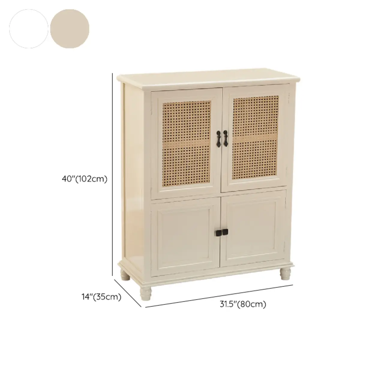 Classic Detached White Solid Wooden Wicker Storage Cabinet #size