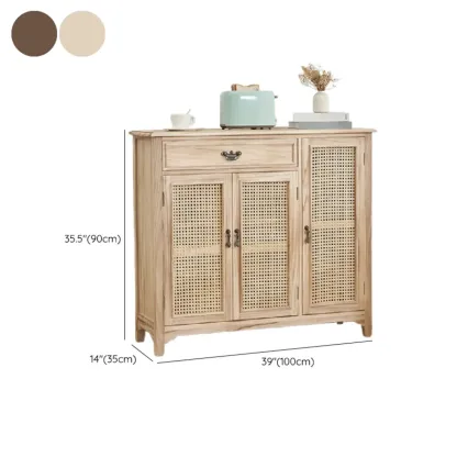 Classic Detached White Solid Wooden Wicker Storage Cabinet Image - 15