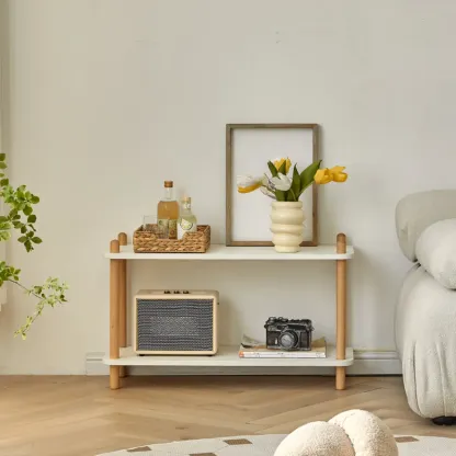 Etagere Wooden Rectangle 4-Tiers Open Back Bookcase Image - 7