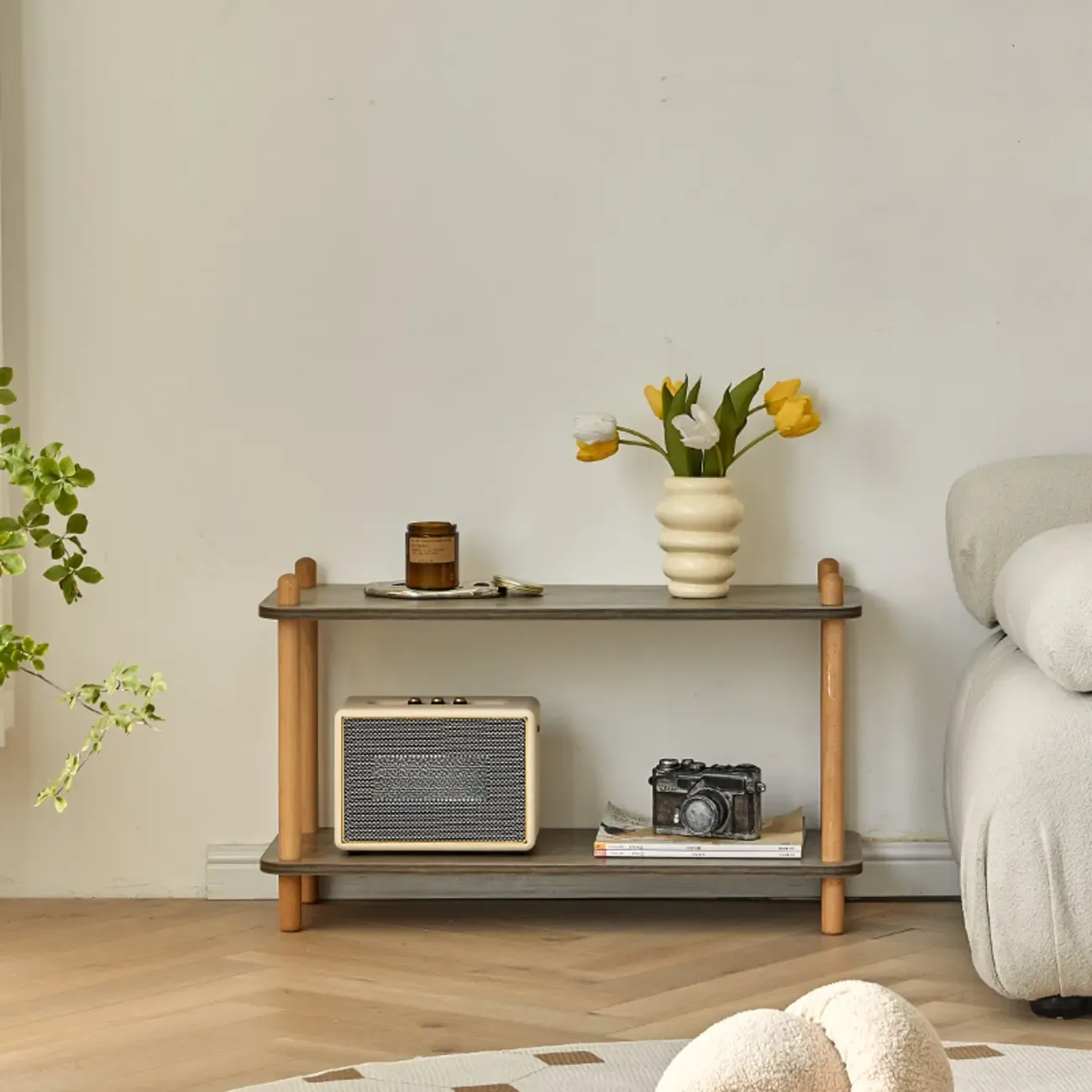 Etagere Wooden Rectangle 4-Tiers Open Back Bookcase Image - 14