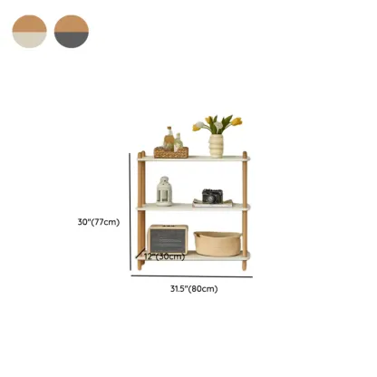 Etagere Wooden Rectangle 4-Tiers Open Back Bookcase Image - 16