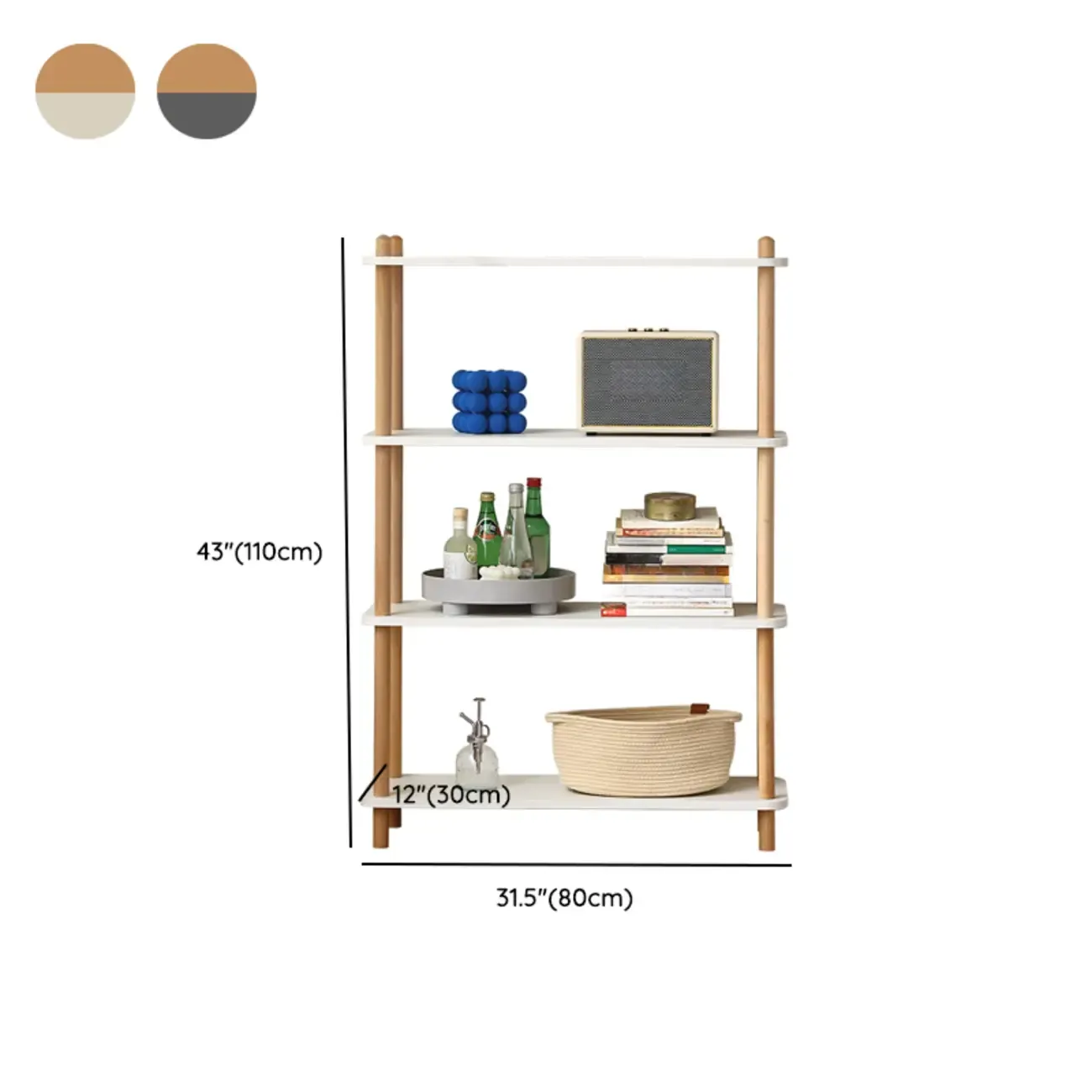 Etagere Wooden Rectangle 4-Tiers Open Back Bookcase Image - 17