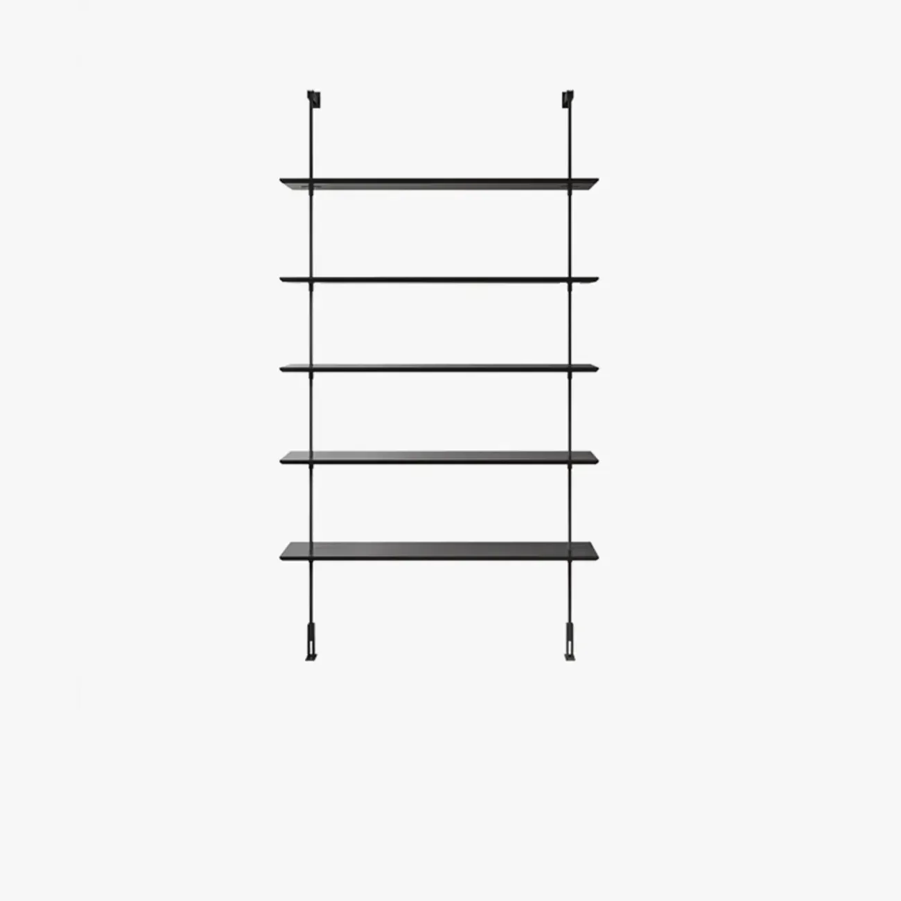 Modern Black Wood Wall-Mounted Open Bookcase Image - 7