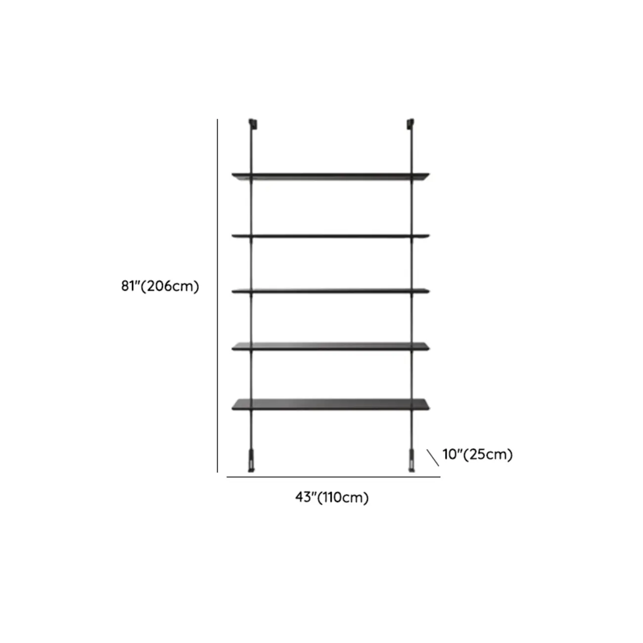 Modern Black Wood Wall-Mounted Open Bookcase #size | homeyfad