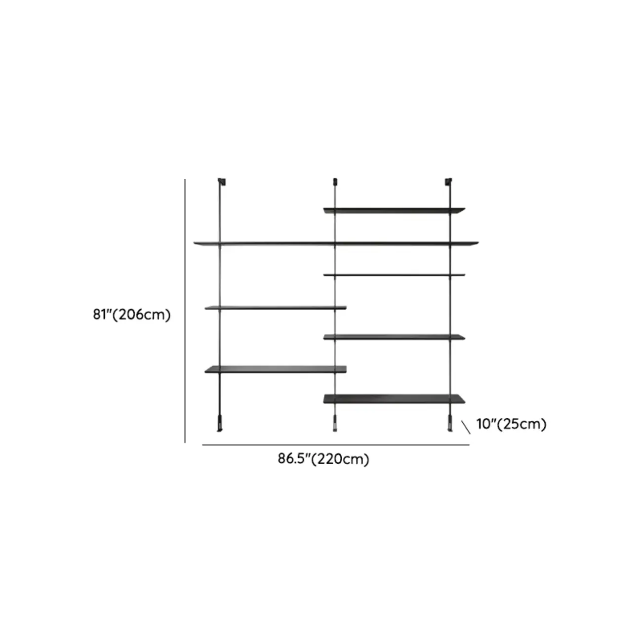 Modern Black Wood Wall-Mounted Open Bookcase Image - 13 | homeyfad