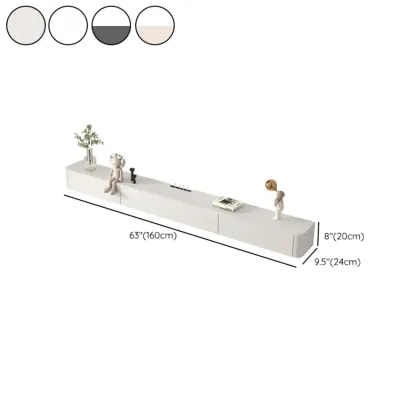 87" Off-White Long Floating Wood Cable Management TV Stand #size