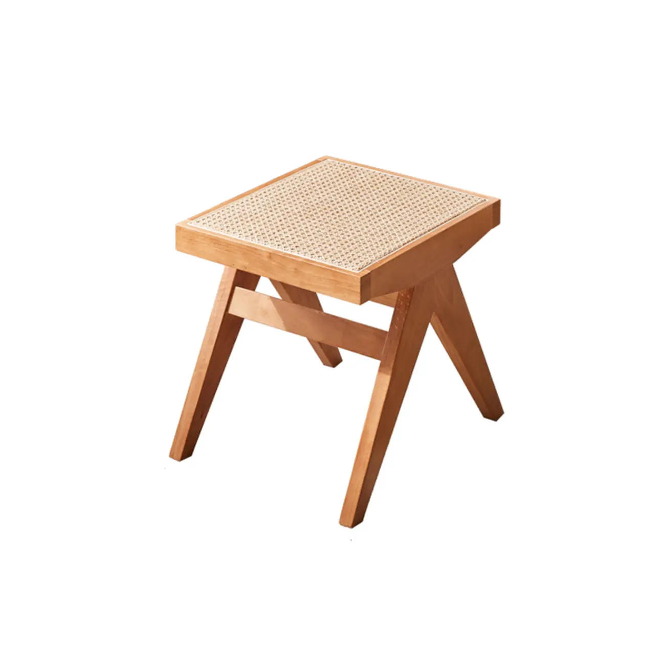 Elegant Rattan Top Finish Wooden Rectangular Cherry Benches Image - 23 | homeyfad