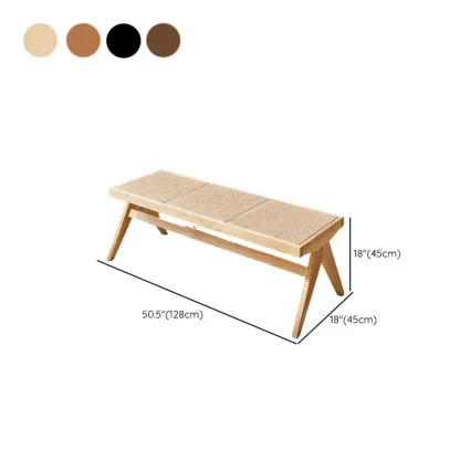 Elegant Rattan Top Finish Wooden Rectangular Cherry Benches Image - 26