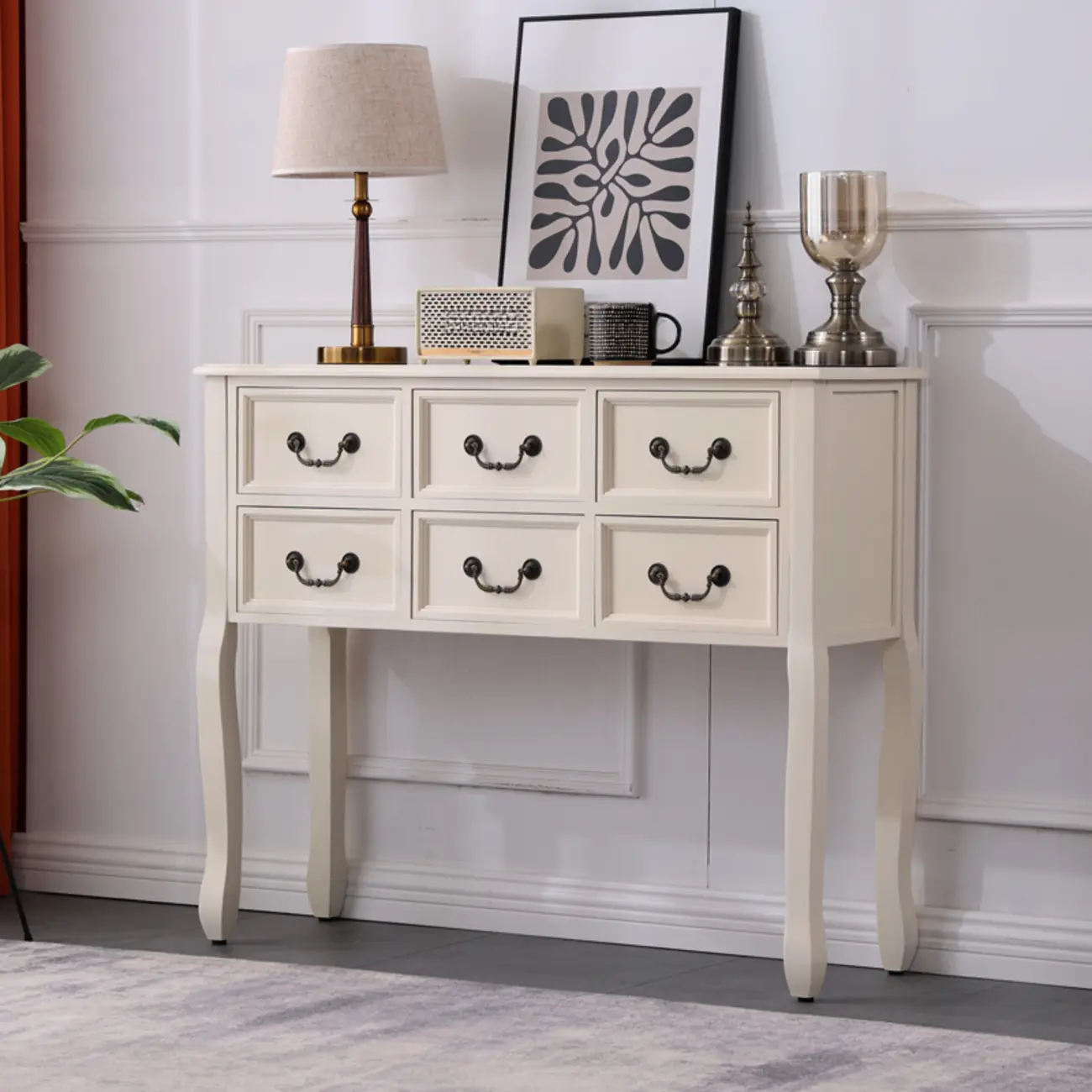 Rectangular Dark Walnut Wood Storage Console Table Image - 14 | homeyfad