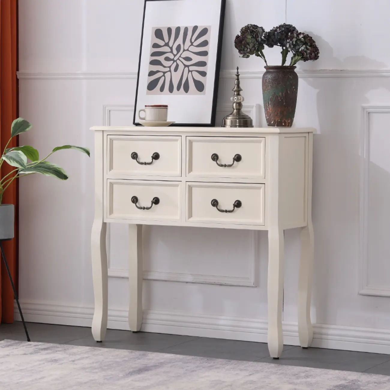 Rectangular Dark Walnut Wood Storage Console Table Image - 15 | homeyfad