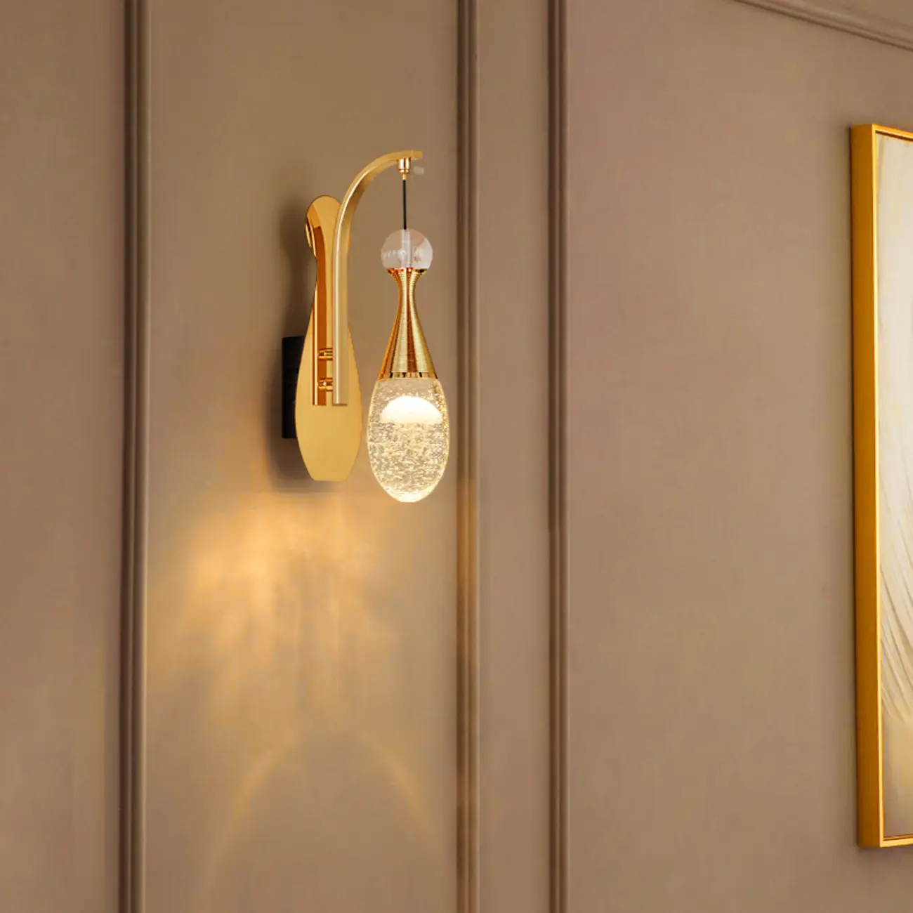 Modern Brass Wall Sconce with Glass Shade for Living Room Image - 1 | homeyfad