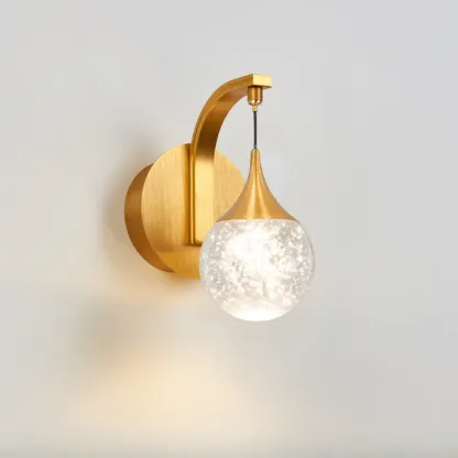 Modern Brass Wall Sconce with Glass Shade for Living Room Image - 6