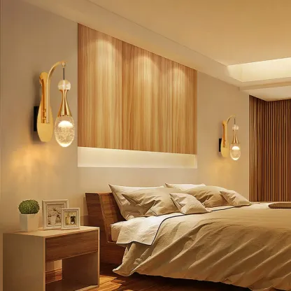 Modern Brass Wall Sconce with Glass Shade for Living Room Image - 7