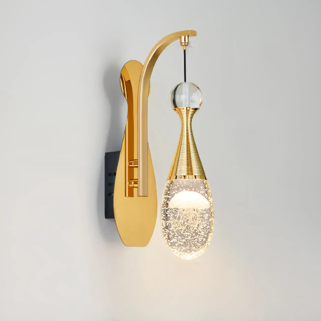 Modern Brass Wall Sconce with Glass Shade for Living Room Image - 2