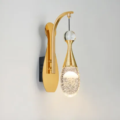 Modern Brass Wall Sconce with Glass Shade for Living Room Image - 2