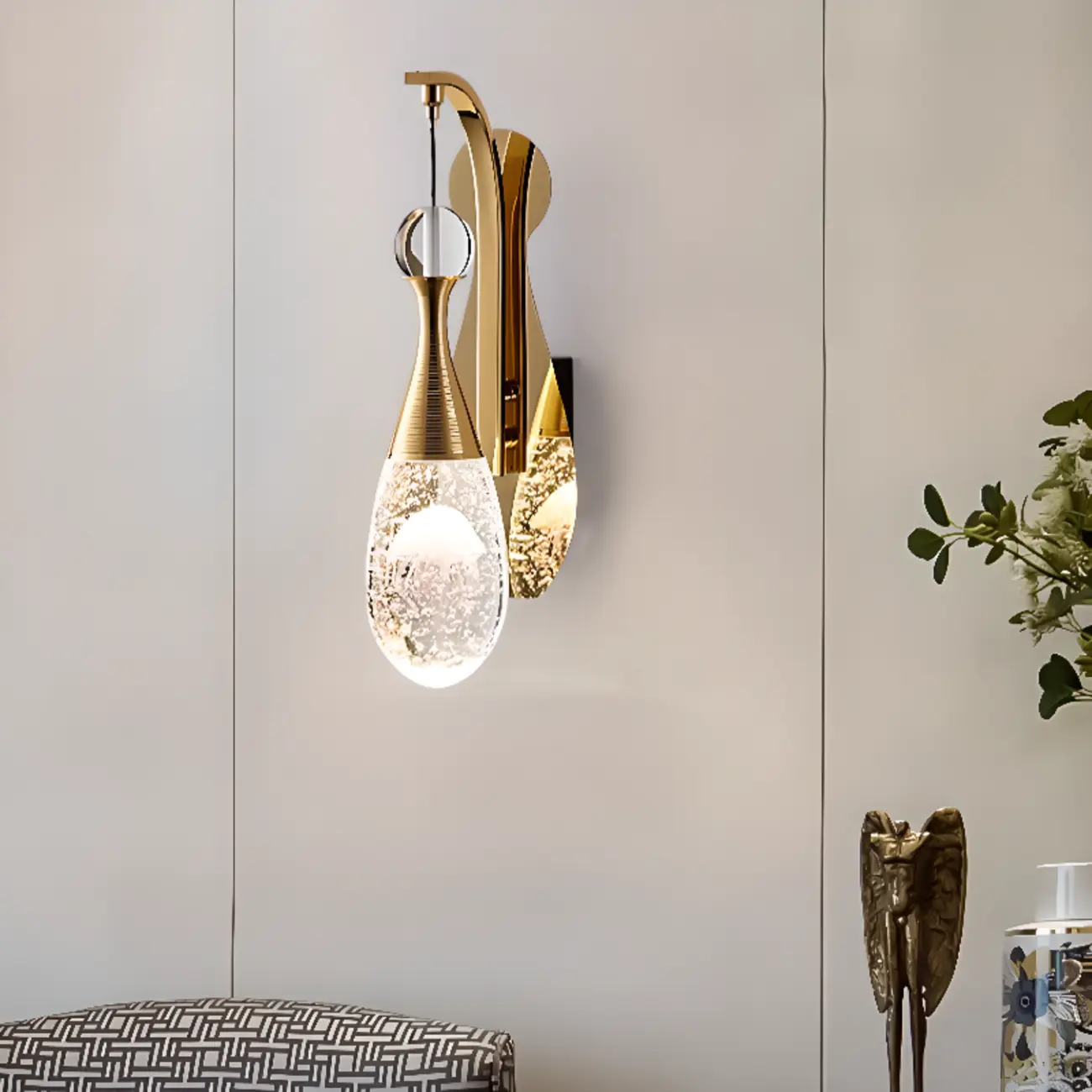 Modern Brass Wall Sconce with Glass Shade for Living Room Image - 8 | homeyfad