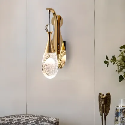 Modern Brass Wall Sconce with Glass Shade for Living Room Image - 8