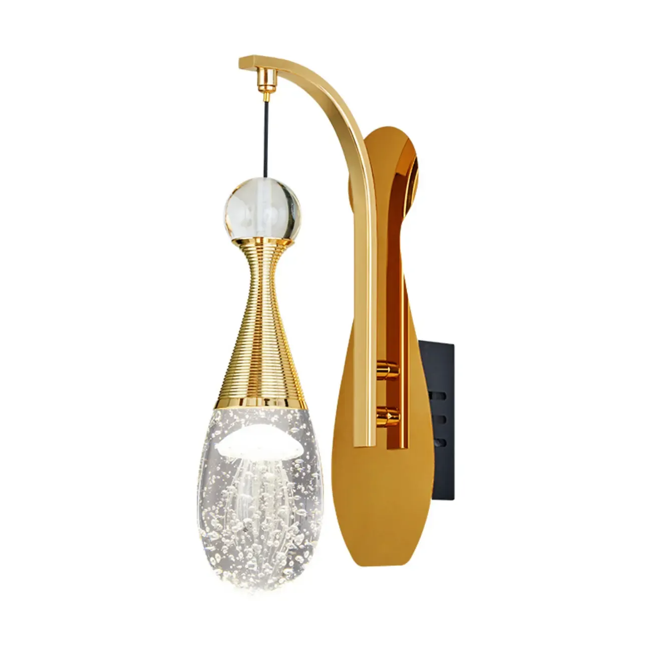 Modern Brass Wall Sconce with Glass Shade for Living Room Image - 10