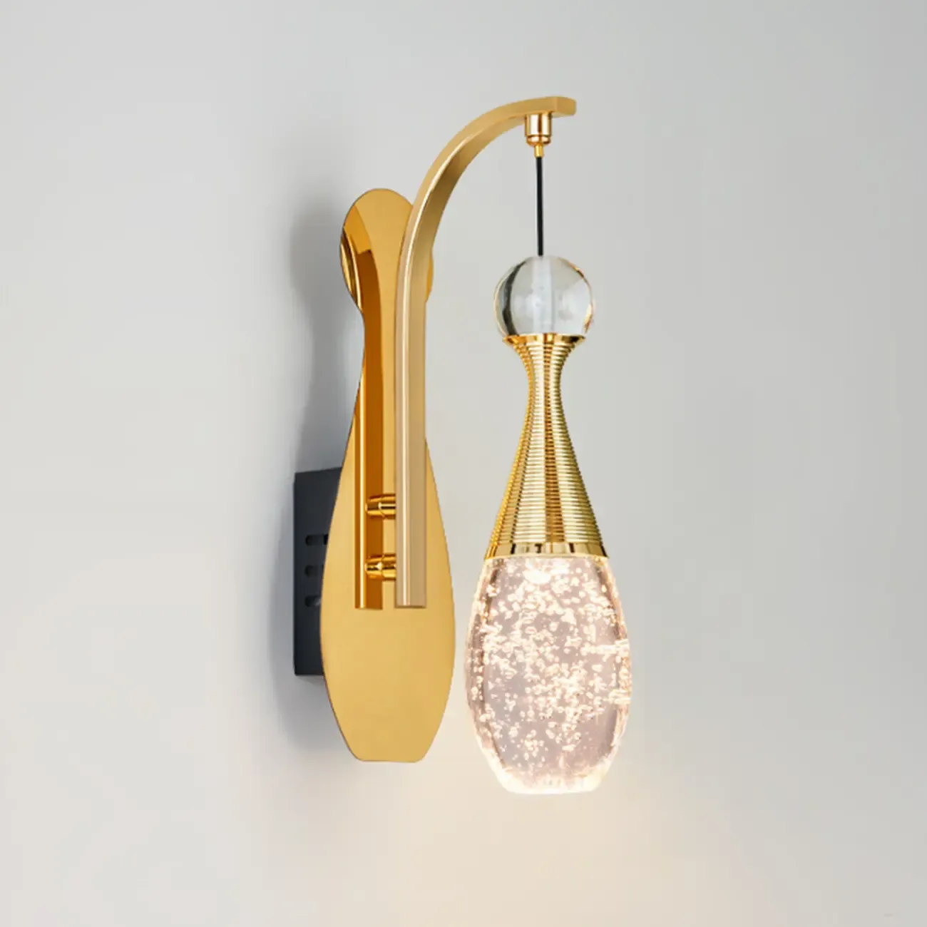 Modern Brass Wall Sconce with Glass Shade for Living Room Image - 11