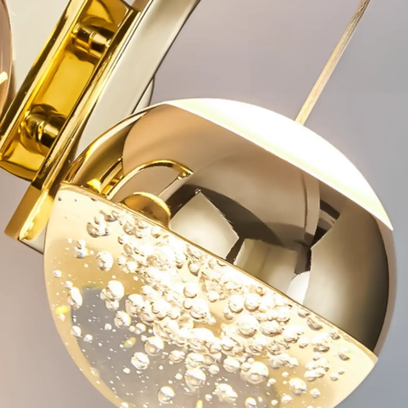 Modern Brass Wall Sconce with Glass Shade for Living Room Image - 14