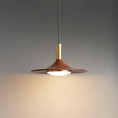 Walnut Round Acrylic Pendant Hanging Light for Living Room  Image - 1