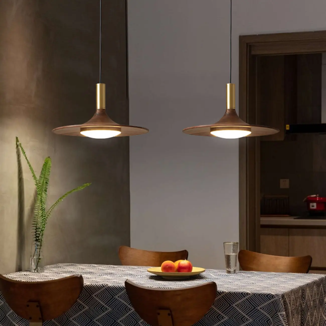 Walnut Round Acrylic Pendant Hanging Light for Living Room  Image - 2 | homeyfad