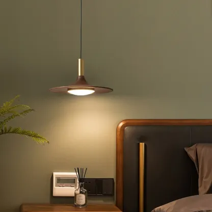 Walnut Round Acrylic Pendant Hanging Light for Living Room  Image - 3