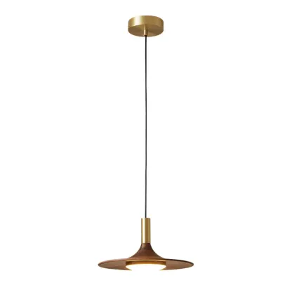 Walnut Round Acrylic Pendant Hanging Light for Living Room  Image - 5
