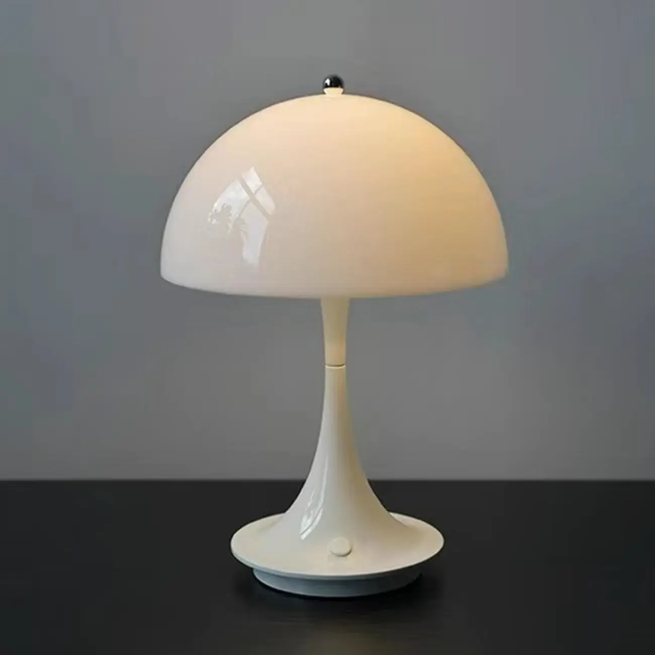 Art Deco White LED Dome Acrylic Shade Cordless Table Lamp Image - 4 | homeyfad