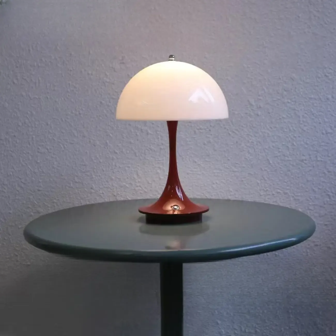 Art Deco White LED Dome Acrylic Shade Cordless Table Lamp Image - 7