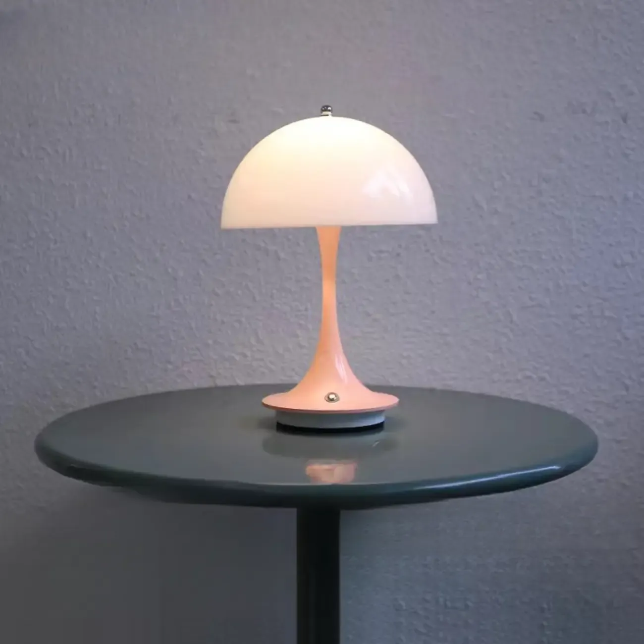 Art Deco White LED Dome Acrylic Shade Cordless Table Lamp Image - 12