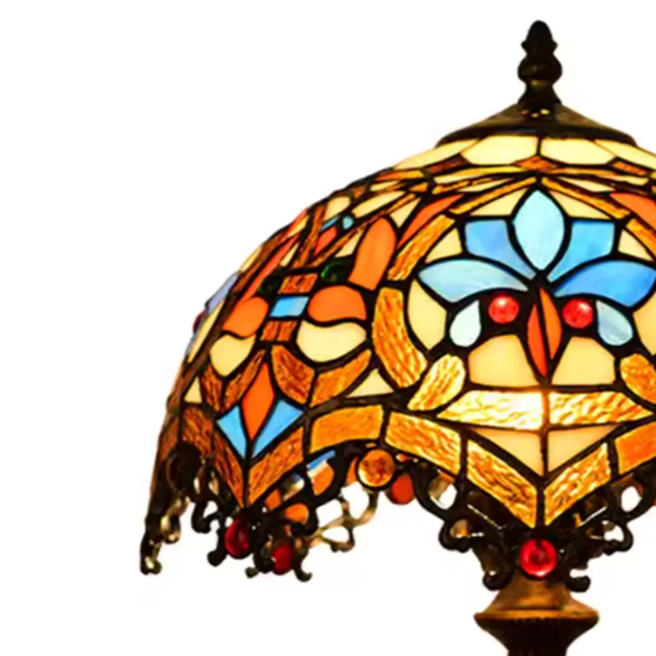 Elegant Tiffany Glass Dome Bronze Bedroom Lamp Image - 8 | homeyfad