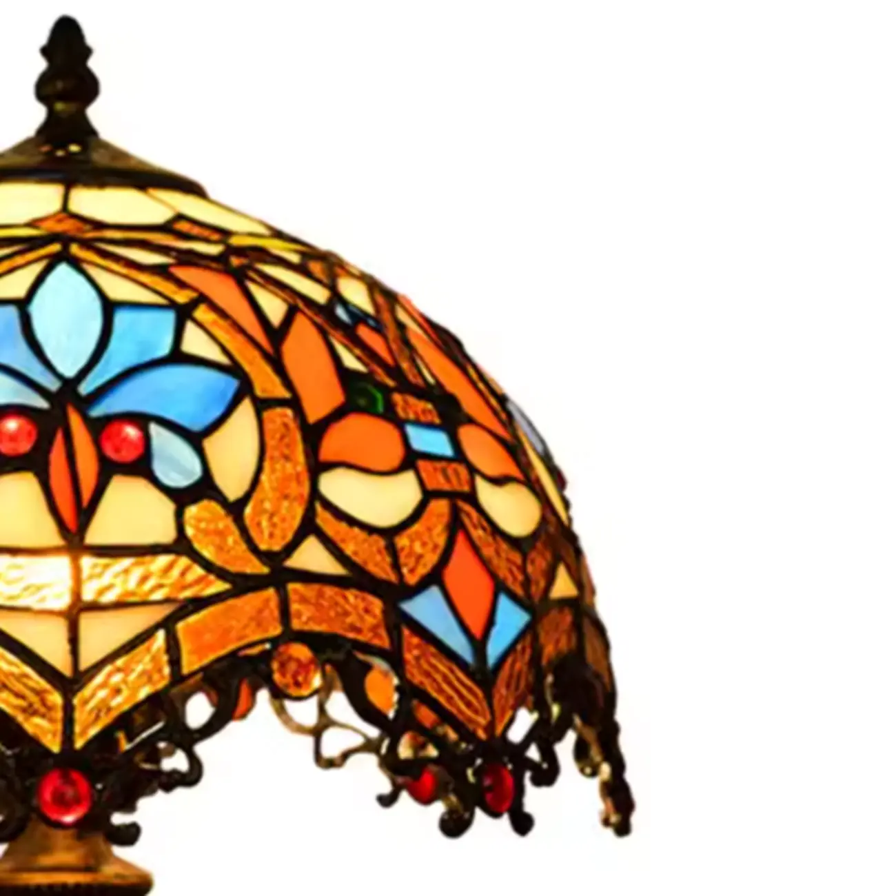 Elegant Tiffany Glass Dome Bronze Bedroom Lamp Image - 10 | homeyfad