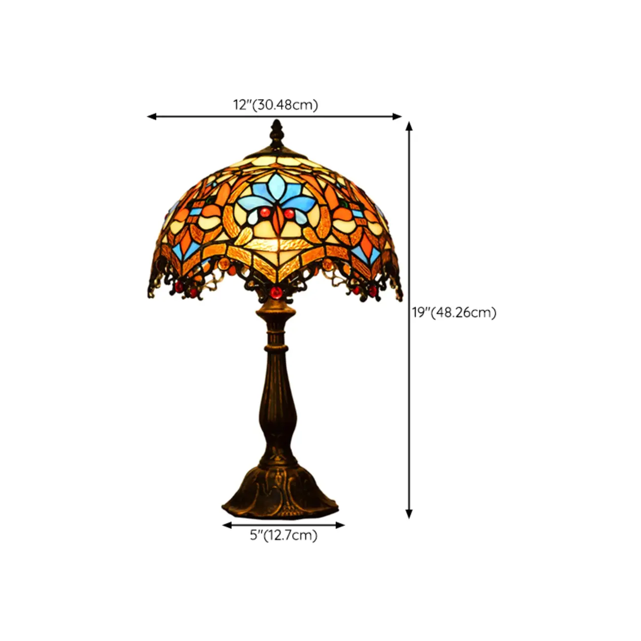 Elegant Tiffany Glass Dome Bronze Bedroom Lamp Image - 12 | homeyfad