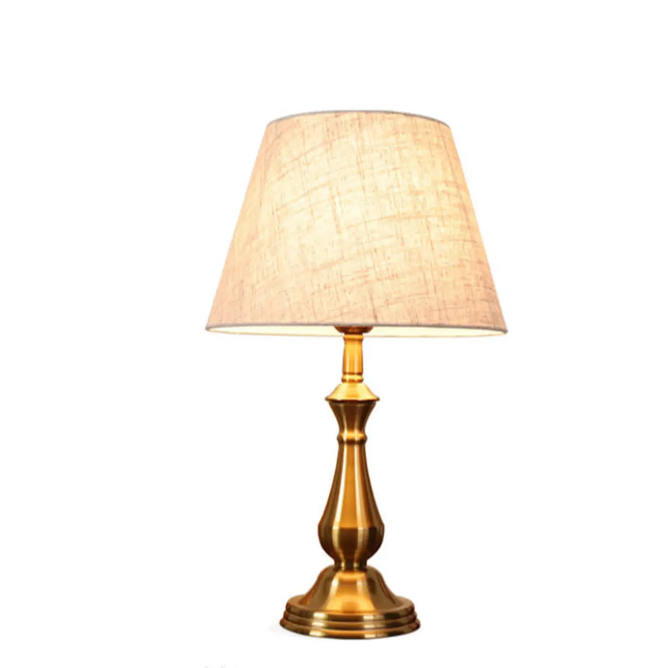Elegant Classic Gold Metal Table Lamp With Fabric Shade Image - 6 | homeyfad