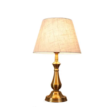 Elegant Classic Gold Metal Table Lamp With Fabric Shade Image - 6