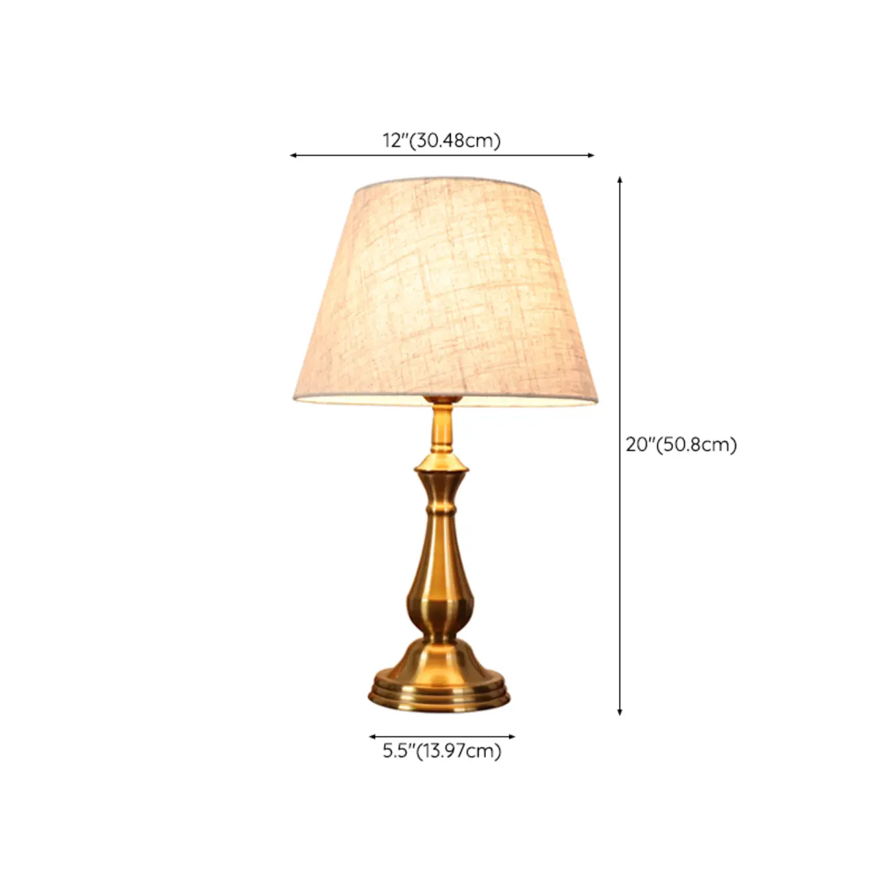 Elegant Classic Gold Metal Table Lamp With Fabric Shade #size | homeyfad