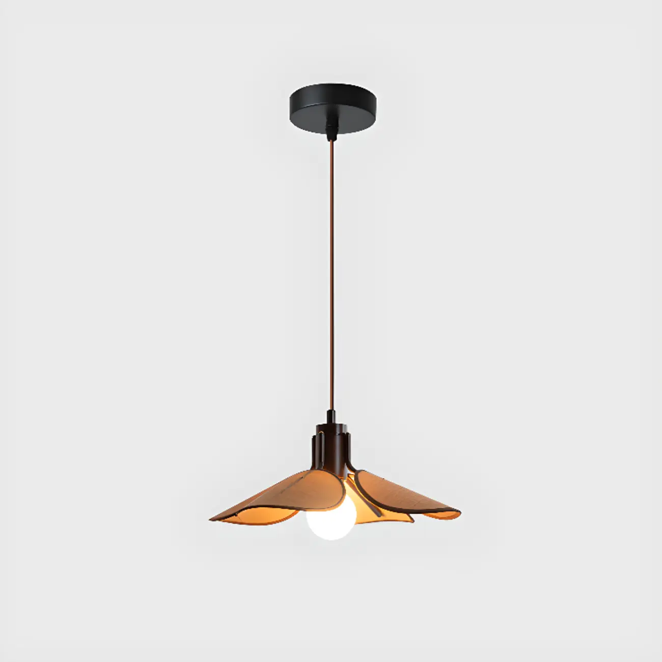 Vintage Blossom Elegant Brown Fabric LED Pendant Light Fixture 	 Image - 3 | homeyfad