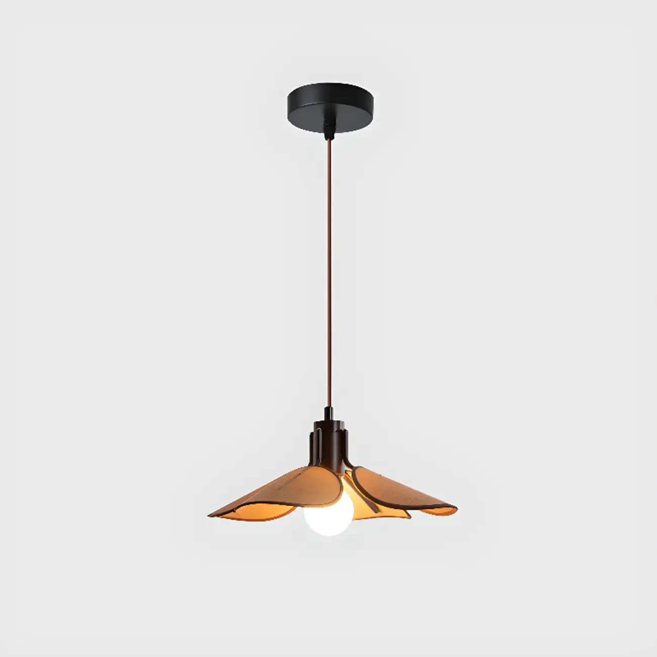 Vintage Blossom Elegant Brown Fabric LED Pendant Light Fixture 	 Image - 3