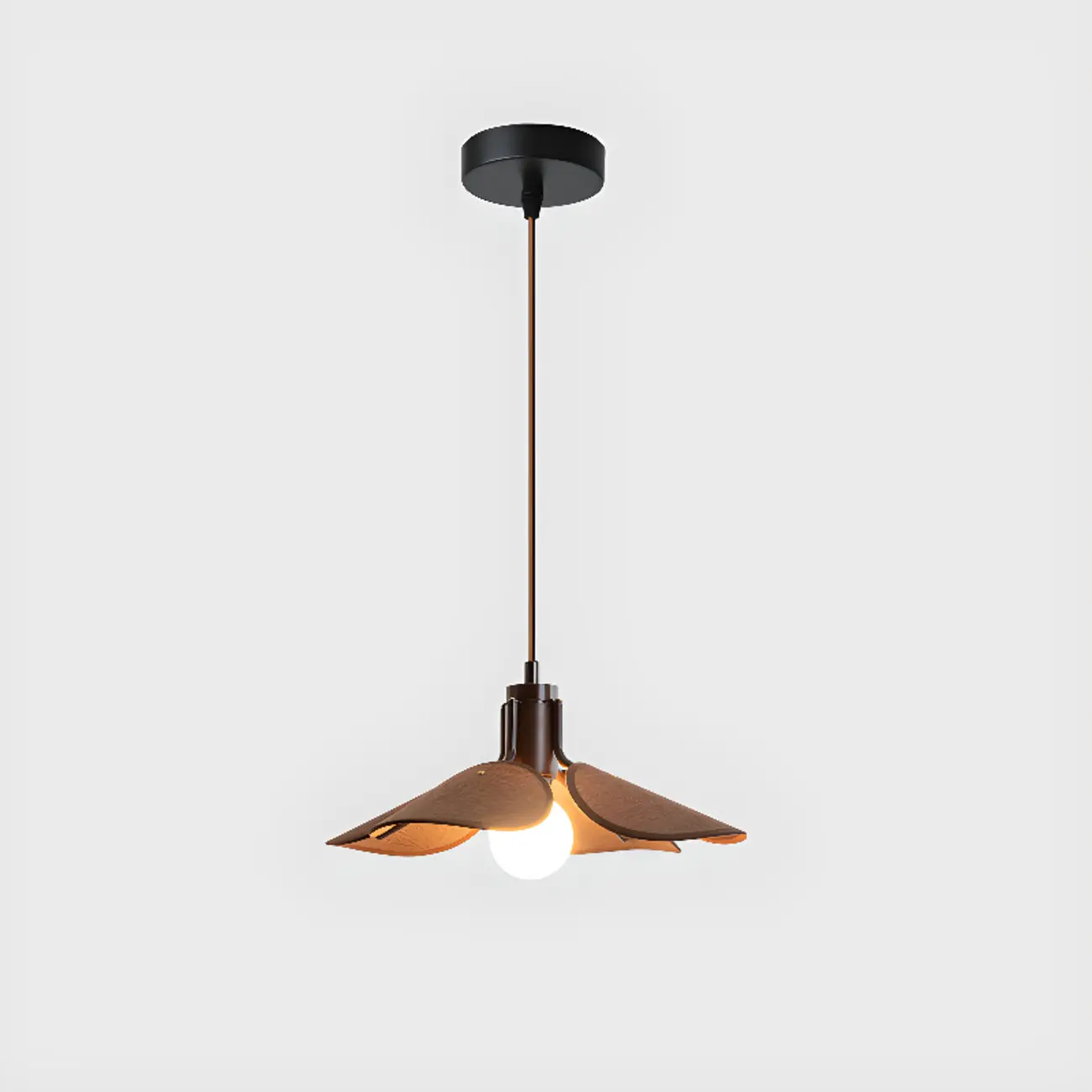 Vintage Blossom Elegant Brown Fabric LED Pendant Light Fixture 	 Image - 5 | homeyfad