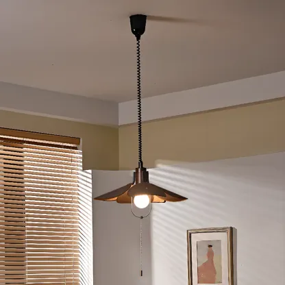 Vintage Blossom Elegant Brown Fabric LED Pendant Light Fixture 	 Image - 8