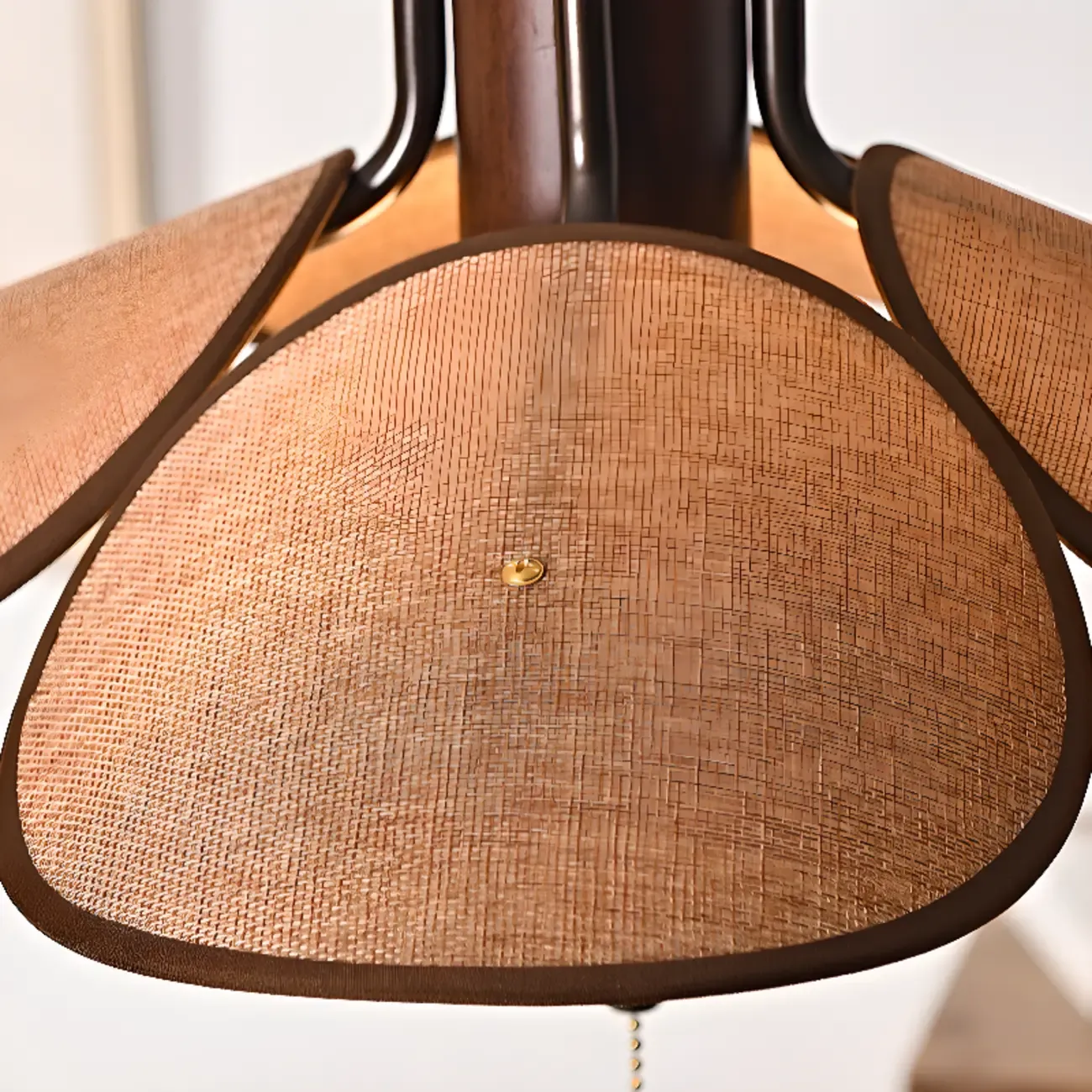 Vintage Blossom Elegant Brown Fabric LED Pendant Light Fixture 	 Image - 11